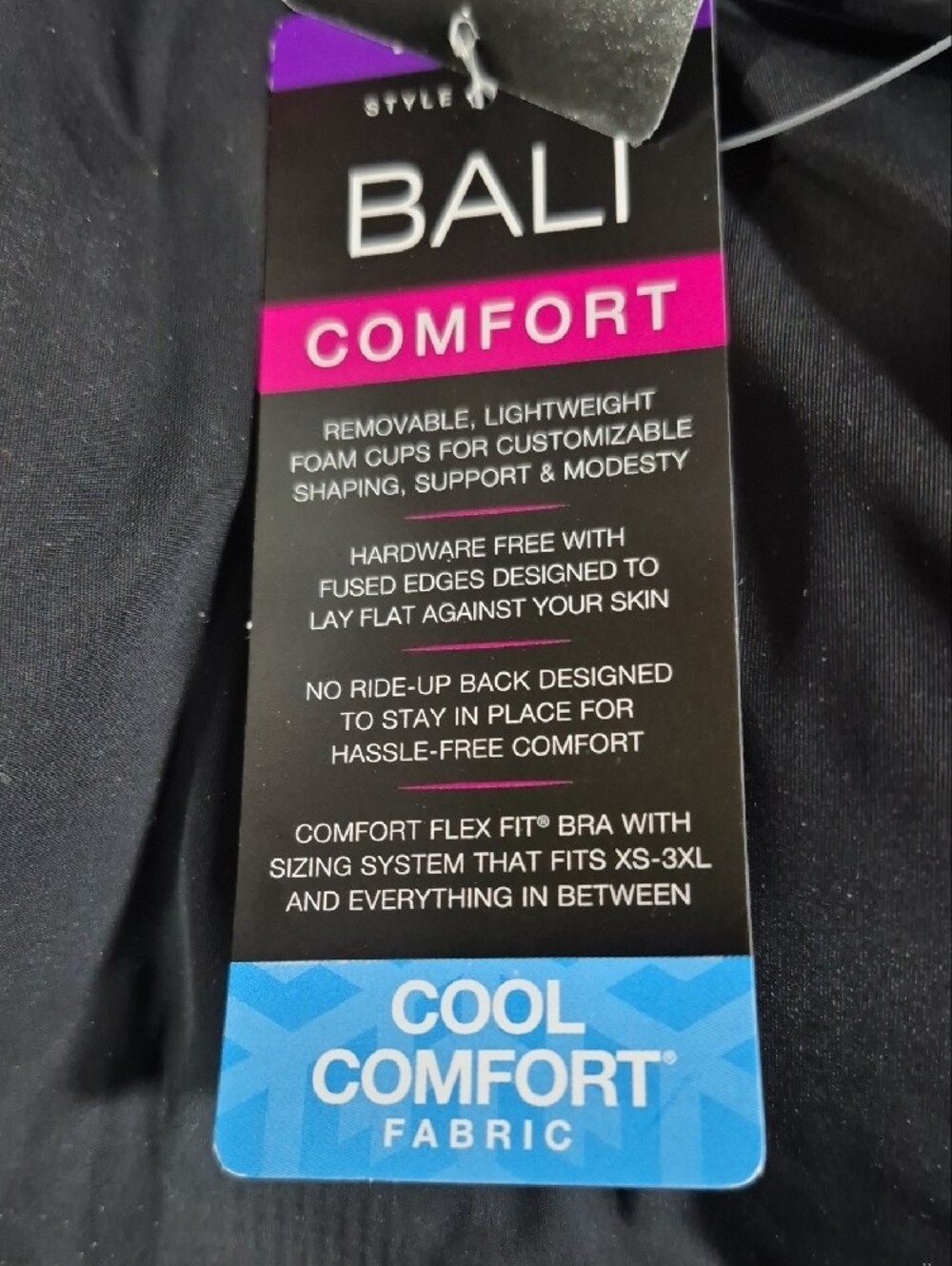 Bali Black Seamless Stretch Sports Bra - Picture 5 of 6